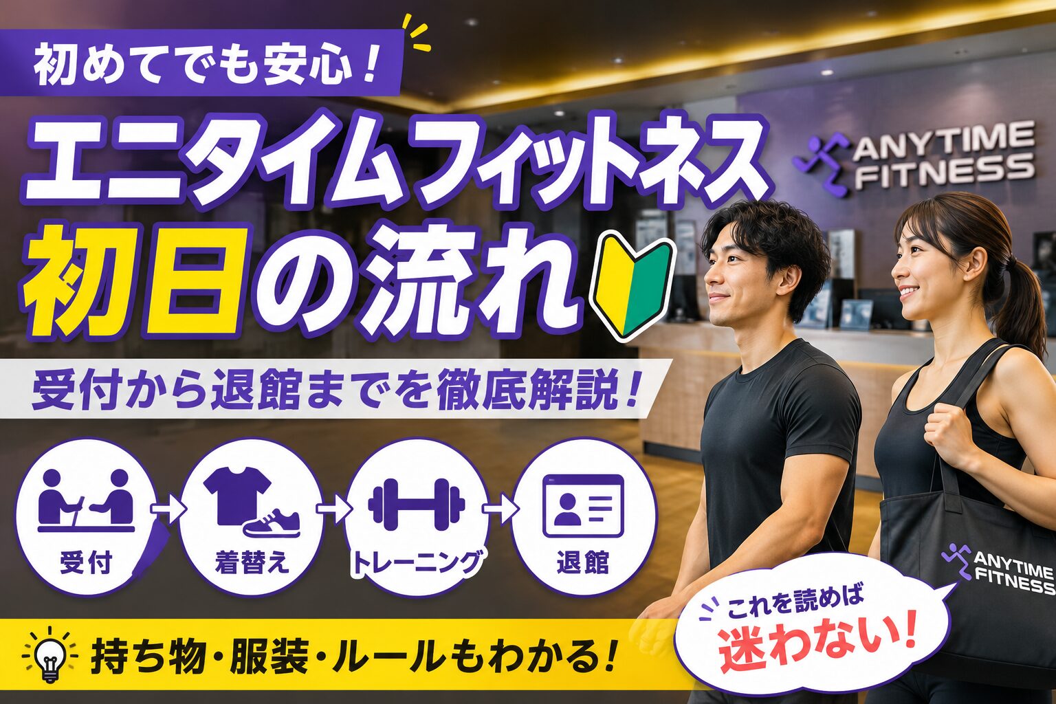 「エニタイムフィットネスの初日の流れ｜受付から退館まで」の記事アイキャッチ画像