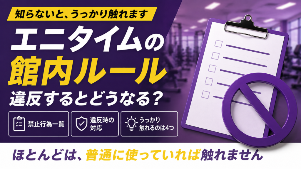 「エニタイムの館内ルール｜規約で禁止されていること一覧」の記事アイキャッチ画像